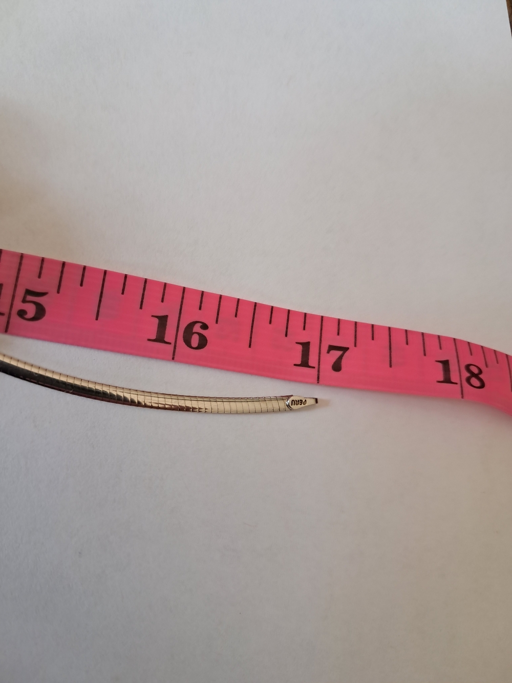 10K Gold & Sterling Silver Reversible Omega Chain Necklace 17-18" 925 1/15 - Picture 11 of 12